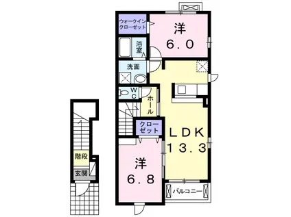 ラグーナA(2LDK/2階)の間取り写真