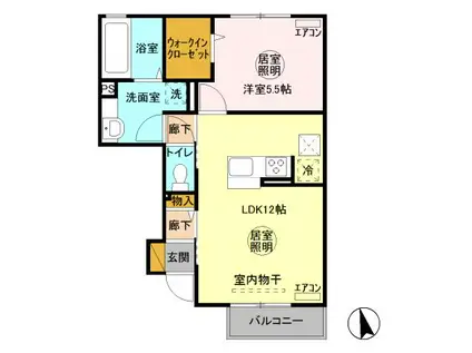 パインエーカーⅡ(1LDK/1階)の間取り写真