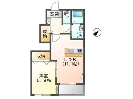 ディアコート(1LDK/1階)の間取り写真