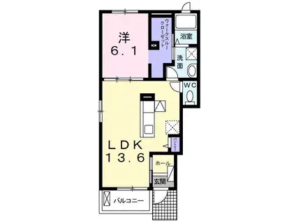 ビレッジヒル Ⅷ(1LDK/1階)の間取り写真