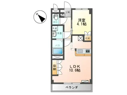 スカイハイツN(1LDK/2階)の間取り写真