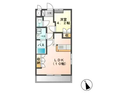 グランドゥール フーガ ヒルズ(1LDK/1階)の間取り写真