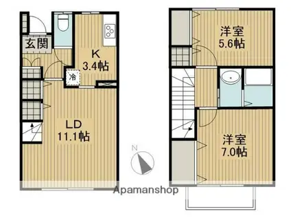 カンピジャーナA(2LDK/1階)の間取り写真