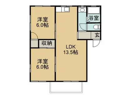 サニーサイドコートB棟(2LDK/2階)の間取り写真