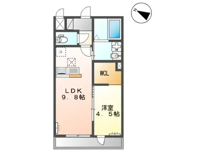 ARIETE(1LDK/2階)の間取り写真