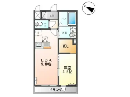 ARIETE(1LDK/1階)の間取り写真