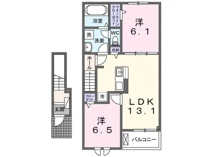 フラン メゾン オーブ(2LDK/2階)の間取り写真