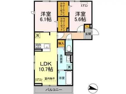 KRONE(2LDK/2階)の間取り写真