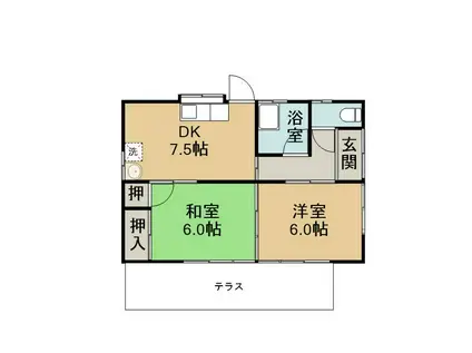関東鉄道竜ヶ崎線 竜ケ崎駅 徒歩9分 1階建 築38年(2DK)の間取り写真