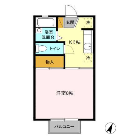 ライトハウス Ⅲ(1K/1階)の間取り写真