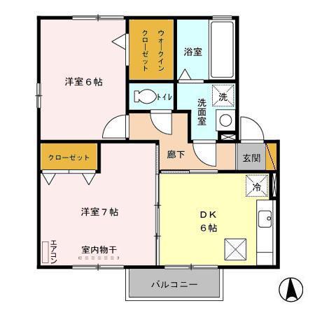 プロスパーB(2DK/1階)の間取り写真