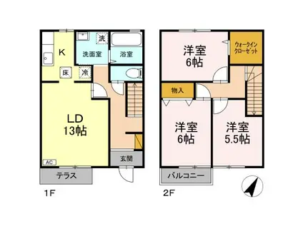アイビースクエア四季の杜ABCDE(3LDK/1階)の間取り写真