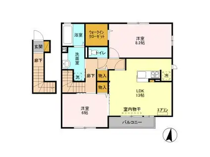 AZURE B(2LDK/2階)の間取り写真