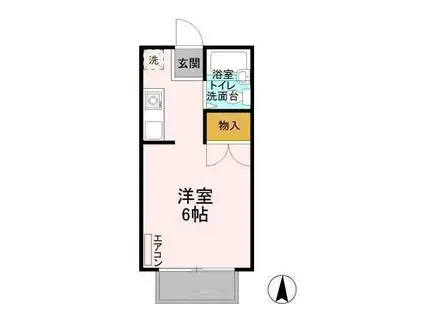 グリーンプラザB(ワンルーム/1階)の間取り写真