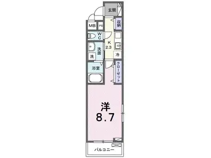 フォレスト佐貫(1K/3階)の間取り写真