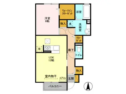 ル・ジャルダン AB(1LDK/1階)の間取り写真