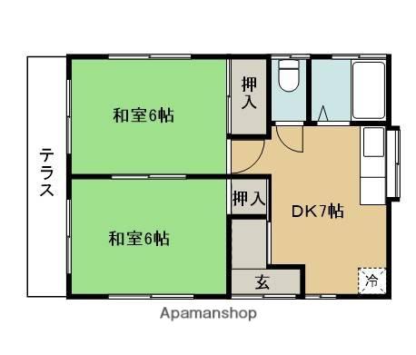 関東鉄道竜ヶ崎線 竜ケ崎駅 徒歩24分 1階建 築52年(2DK)の間取り写真