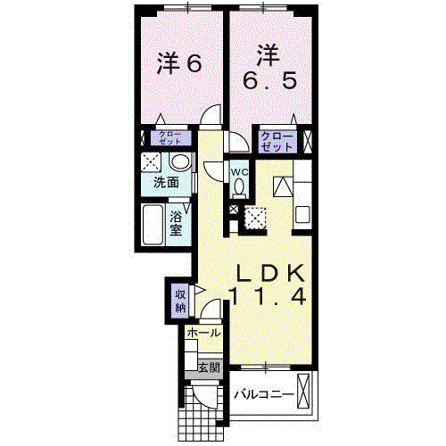 サンライズ(2LDK/1階)の間取り写真