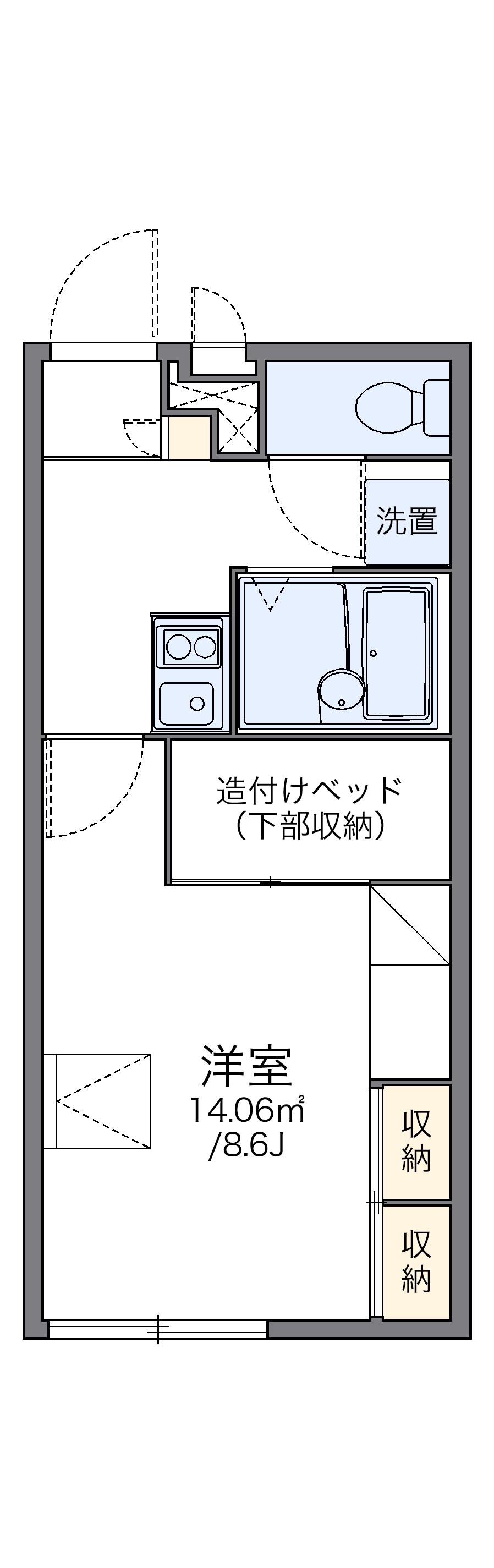 レオパレスやまゆり(1K/1階)の間取り写真