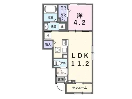 ツリーベルヒルズ(1LDK/1階)の間取り写真