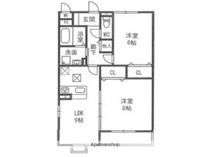 カーサ・ドルチェ(2LDK/1階)の間取り写真