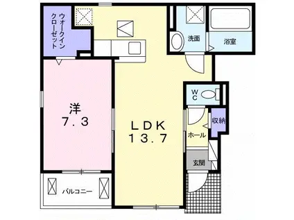 プルート(1LDK/1階)の間取り写真
