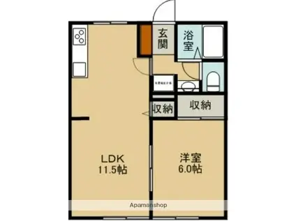 プルミエールA(1LDK/1階)の間取り写真