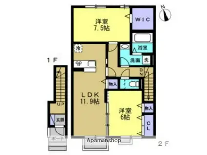 サンモールAB(2LDK/2階)の間取り写真