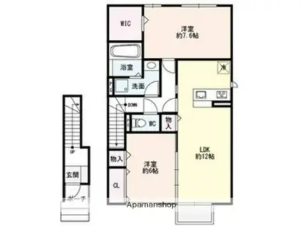 サンモールAB(2LDK/2階)の間取り写真