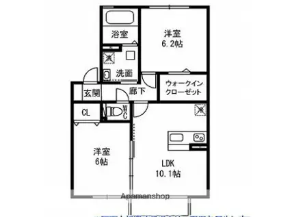 シャンテ小絹(2LDK/1階)の間取り写真