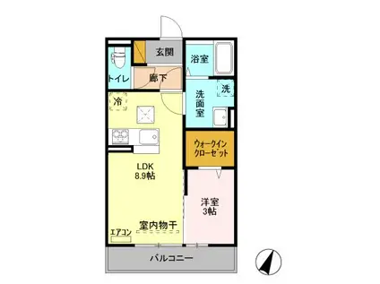 ゼピュロスみどりのE棟(1LDK/1階)の間取り写真