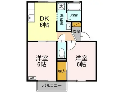 メゾン森PARTⅦ・Ⅷ(2DK/2階)の間取り写真