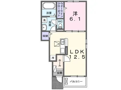 パークヒルズ利根六番館(1LDK/1階)の間取り写真