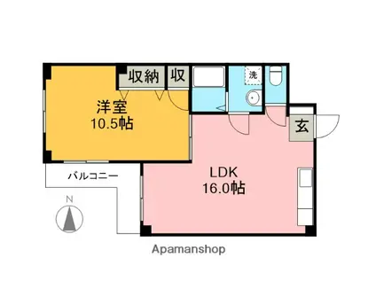 グランドハイツダイケー(1LDK/2階)の間取り写真