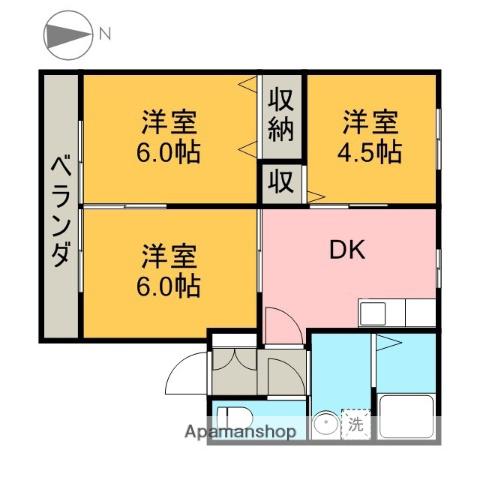 冨貴塚ハイム(3DK/1階)の間取り写真
