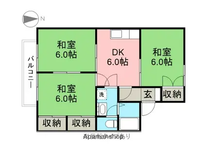 高成マンションC(3DK/1階)の間取り写真