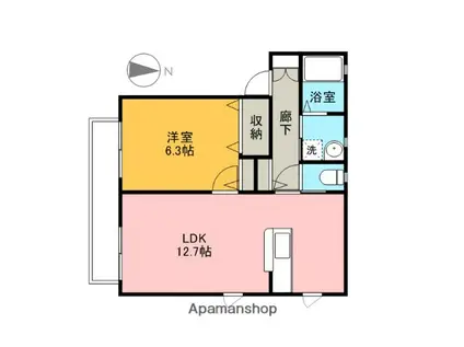 フォンテーヌT&HC棟(1LDK/2階)の間取り写真