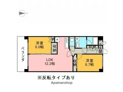 クロワサンス(2LDK/6階)の間取り写真