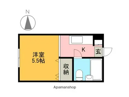 サンハイツ南大通(1K/3階)の間取り写真