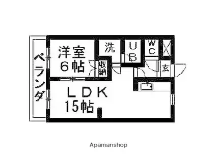フォリア西川田(1LDK/1階)の間取り写真