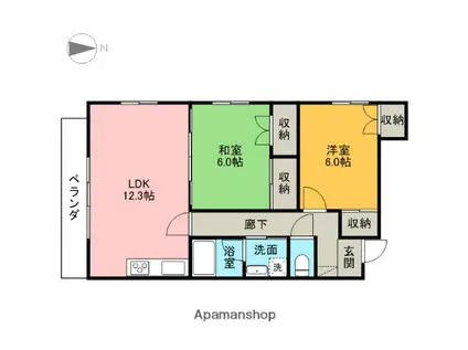 グランビュー・オーク(2LDK/3階)の間取り写真