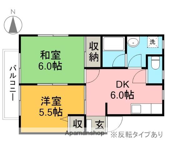 ハイムはせがわ(2DK/2階)の間取り写真