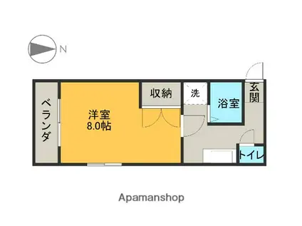 ボールダーハウス(1K/2階)の間取り写真
