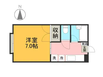 グラバティーハイツ(1K/2階)の間取り写真