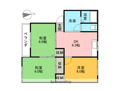 ホリディハイツ(3DK/1階)の間取り写真