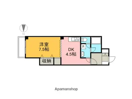 ブラン・ルージュ元今泉(1DK/2階)の間取り写真