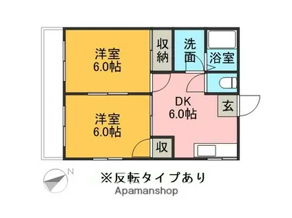 コーポ千代(2DK/1階)の間取り写真