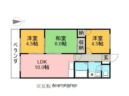 ロイヤルハイツ(3LDK/1階)の間取り写真