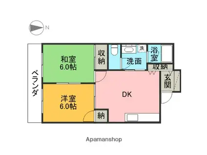 桜ハイム(2DK/5階)の間取り写真