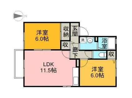 ラスリーズ(2LDK/1階)の間取り写真